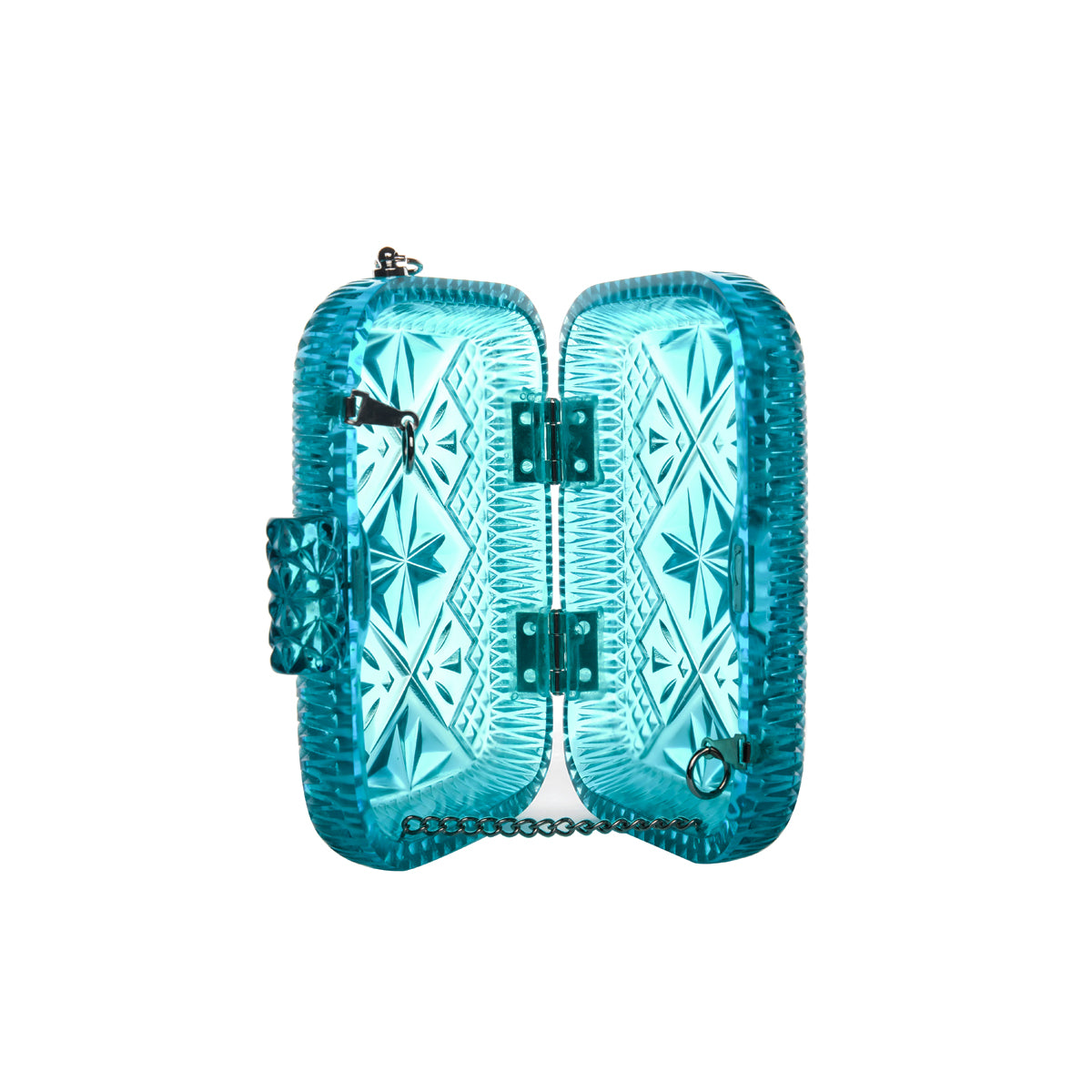 Hand Carved Clutch Aqua