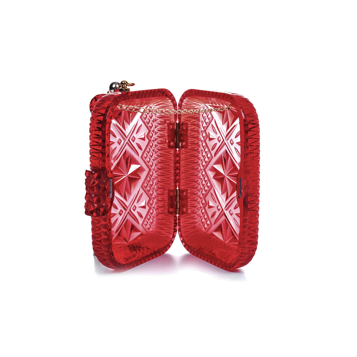 Hand Carved Clutch Burgundy