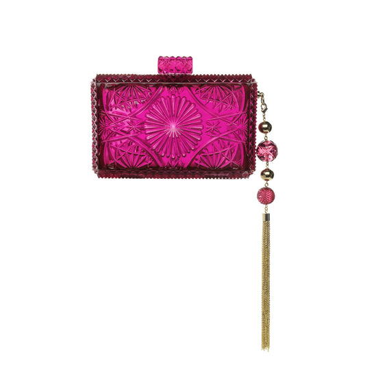 Hand Carved Rectangle Clutch Deep Purple