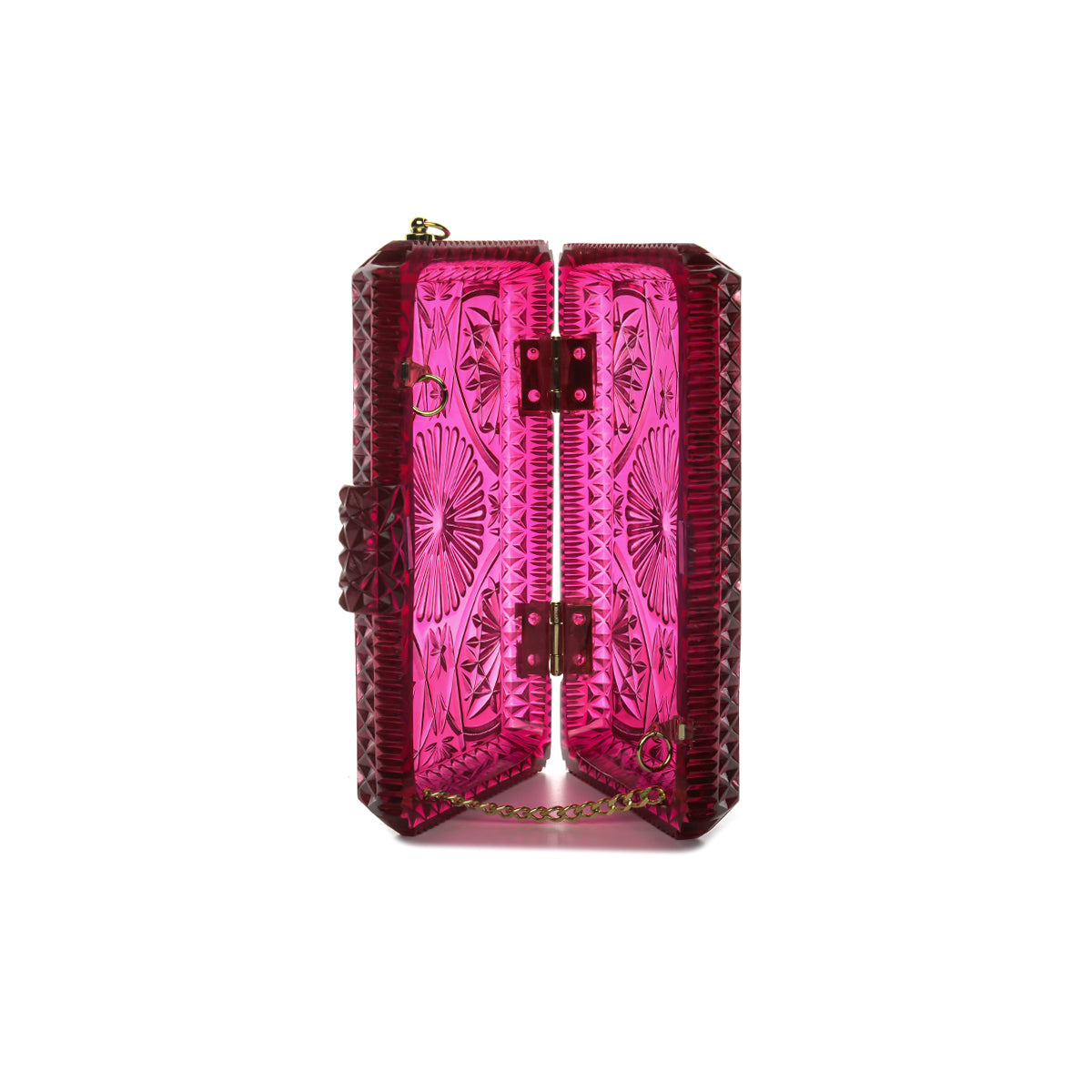 Hand Carved Rectangle Clutch Deep Purple