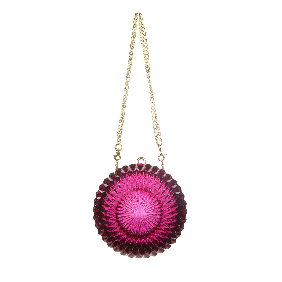 Hand Carved Large Circle Clutch Deep Purple