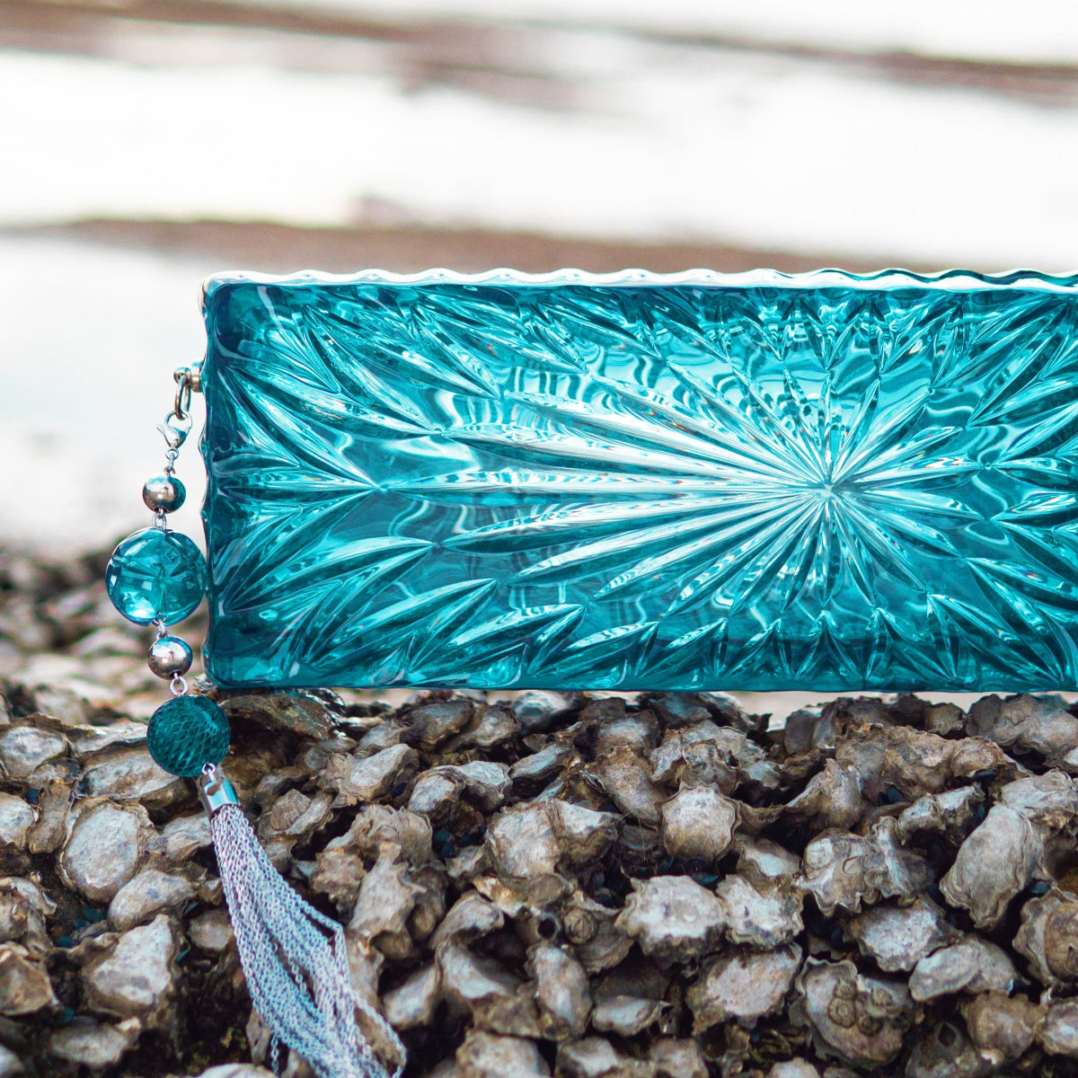 Long Rectangle Clutch Aqua