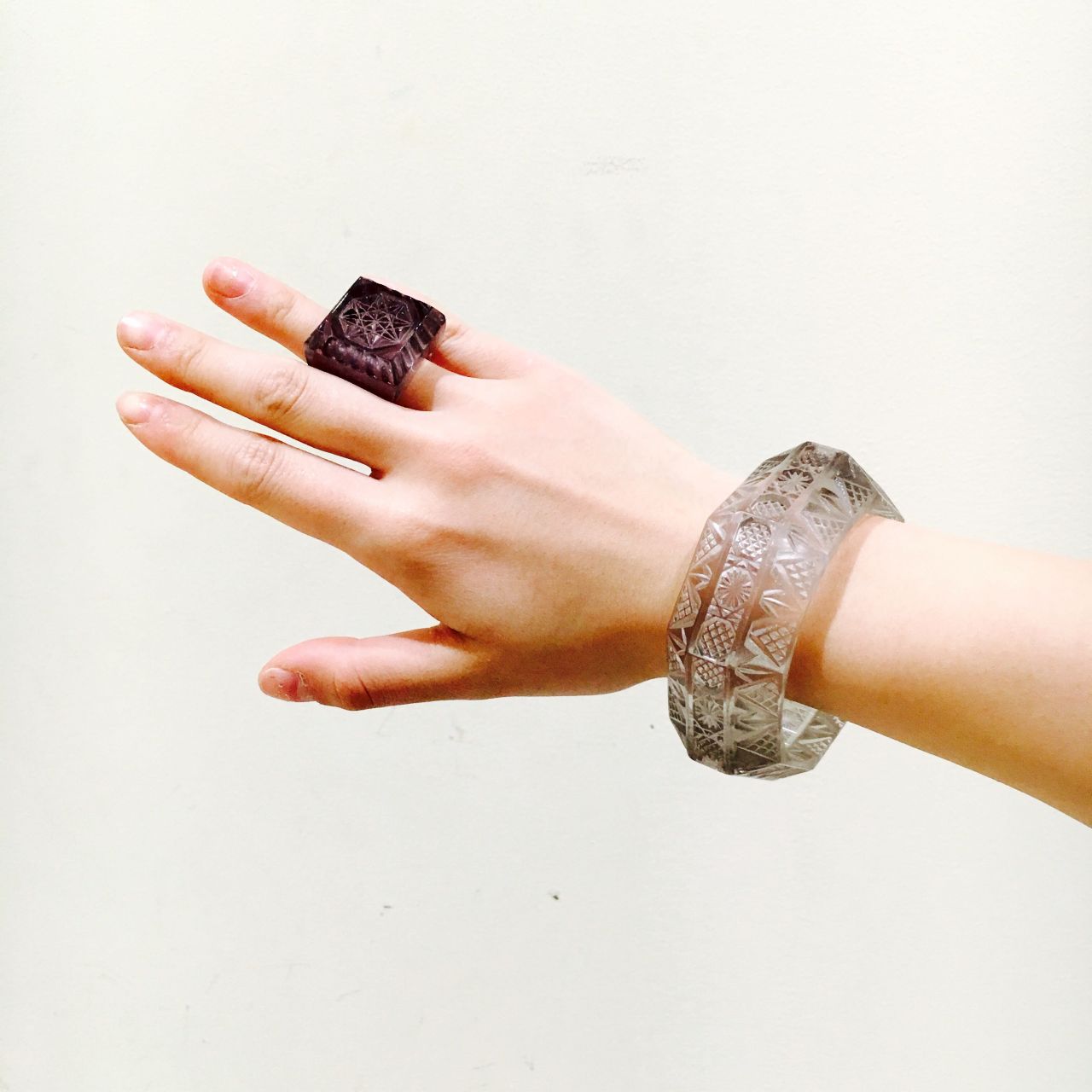 Etched Square Ring Dark Grey