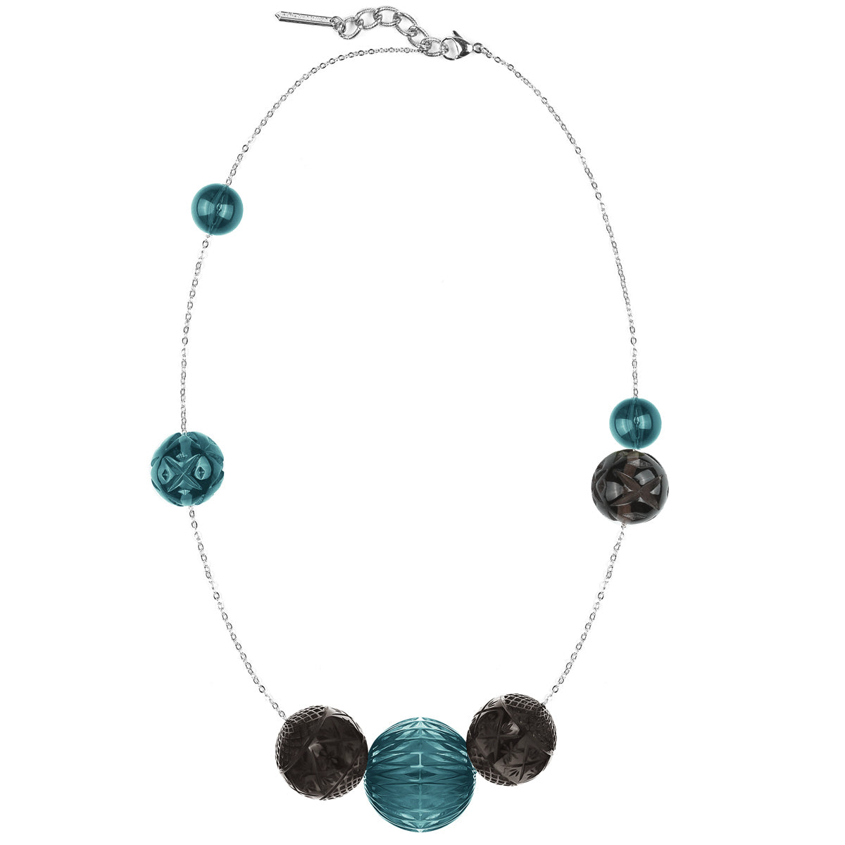 Long Random Sphere Necklace Indigo & Grey