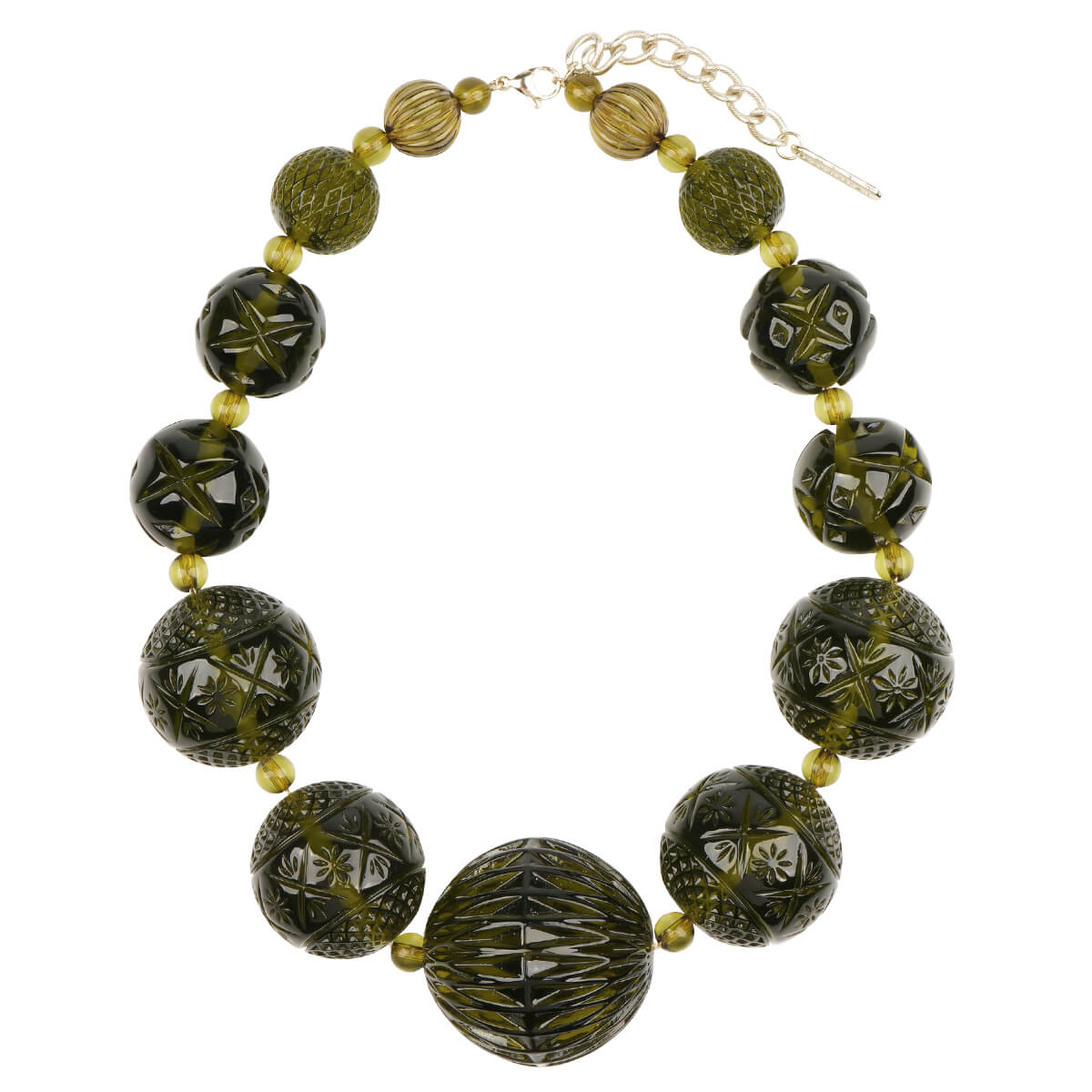 Statement Sphere Necklace Olive