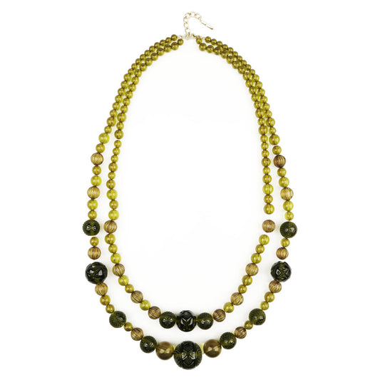 Beaded Layer Necklace Olive