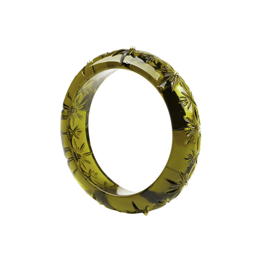 Studded Crystal Bangle Olive