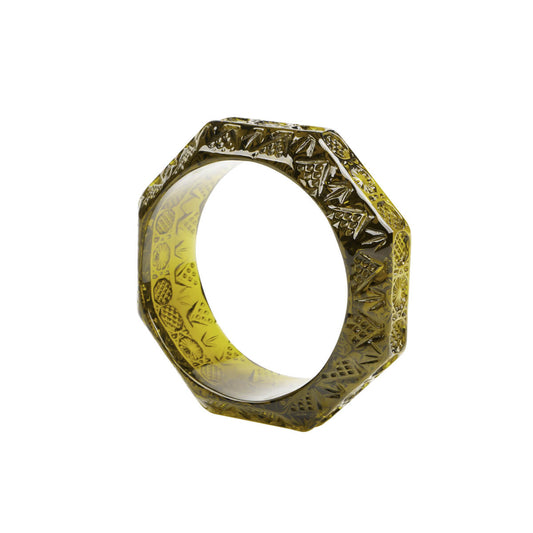 Etched Octagon Bangle Olive