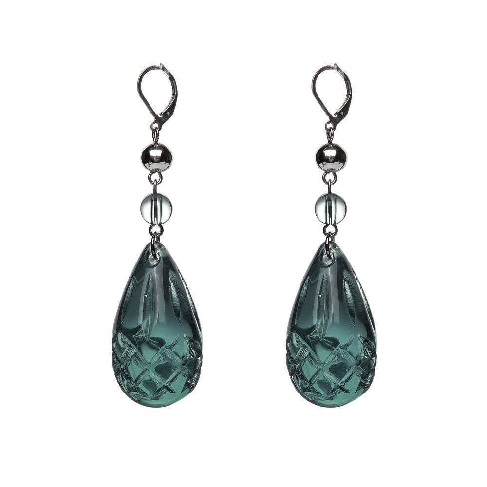 Etched Teardrop Earrings Indigo