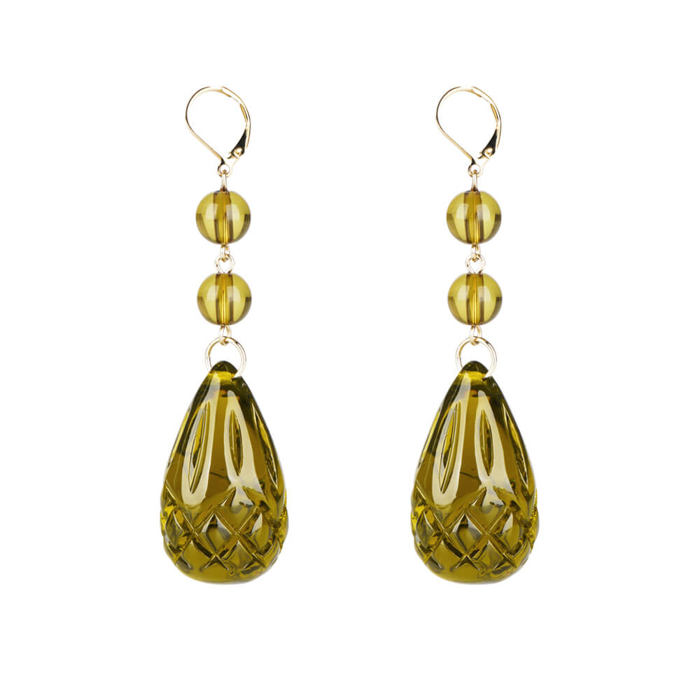 NEW IN Etched Teardrop Earrings Olive