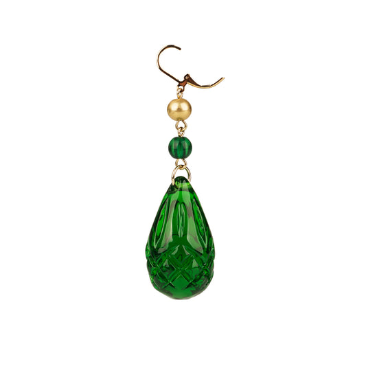 Etched Teardrop Earrings Emerald Green