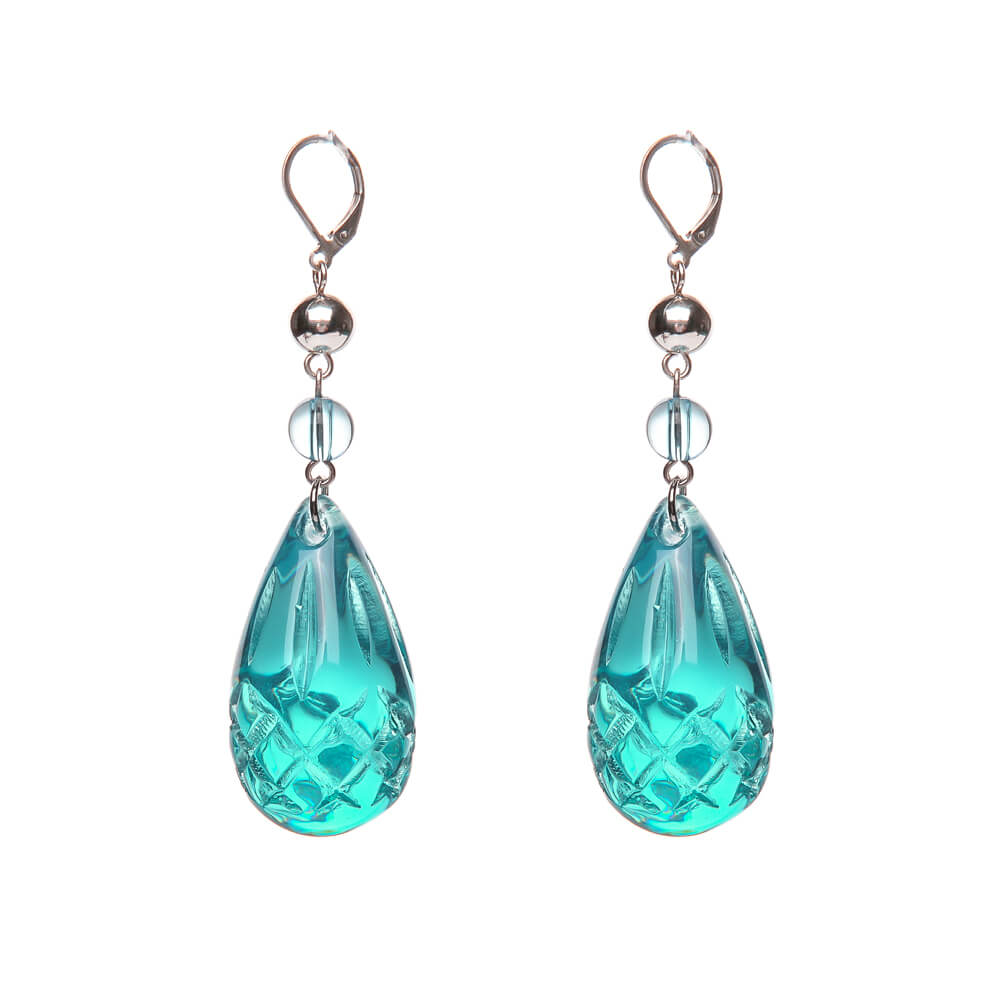 40% OFF Etched Teardrop Earrings Turquoise