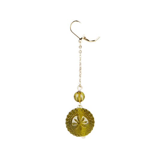 Frosted Ball Drop Earrings Olive