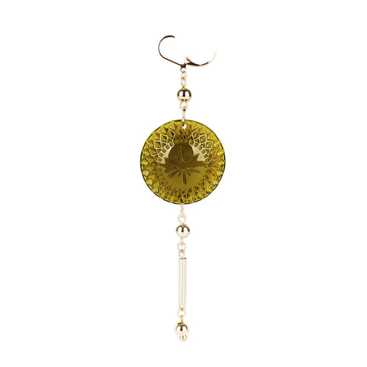 Etched Disc Bar Earrings Olive