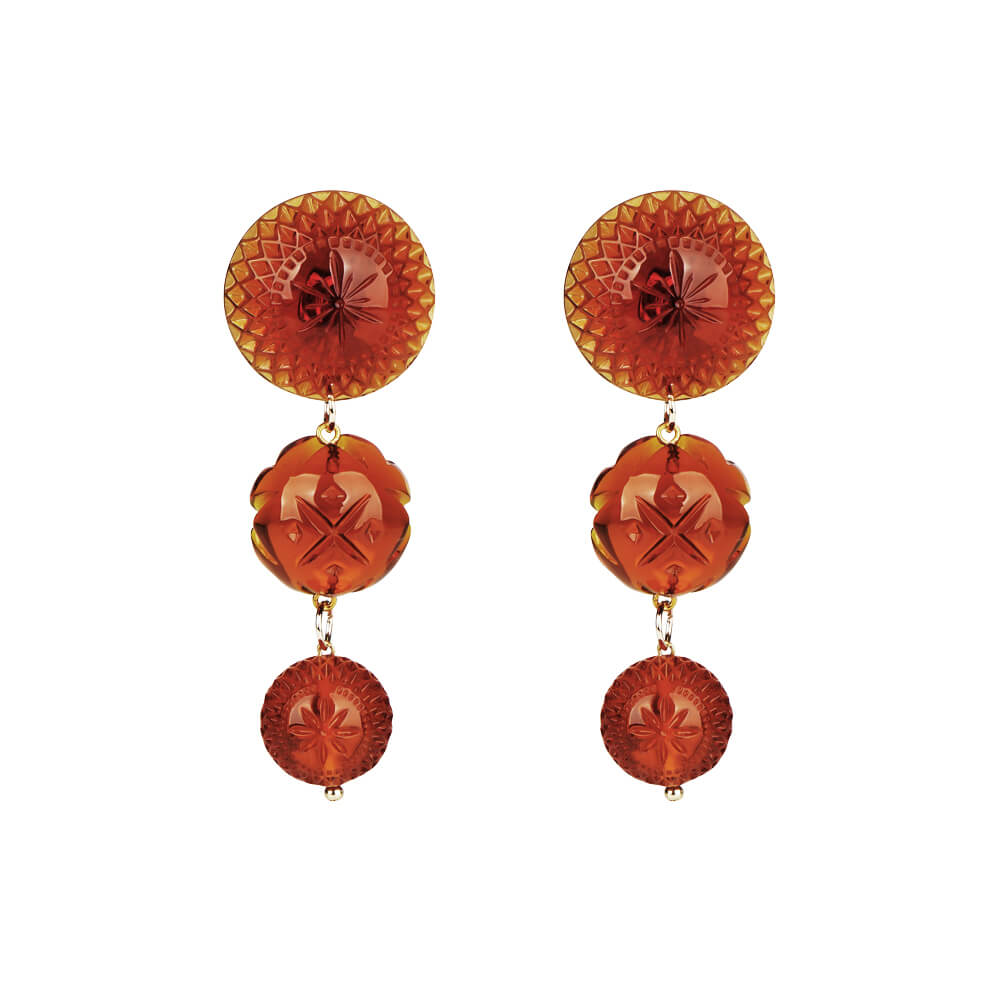 Drip Crystal Stud Earrings Amber