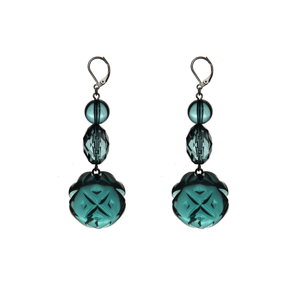 Semi Ball Beaded Earrings Indigo