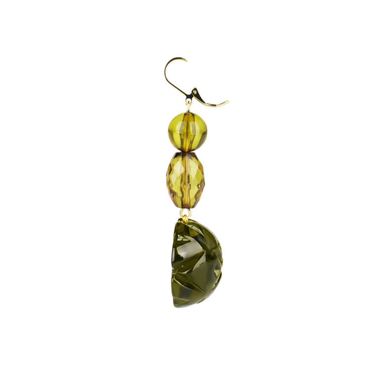 Semi Ball Beaded Earrings Olive