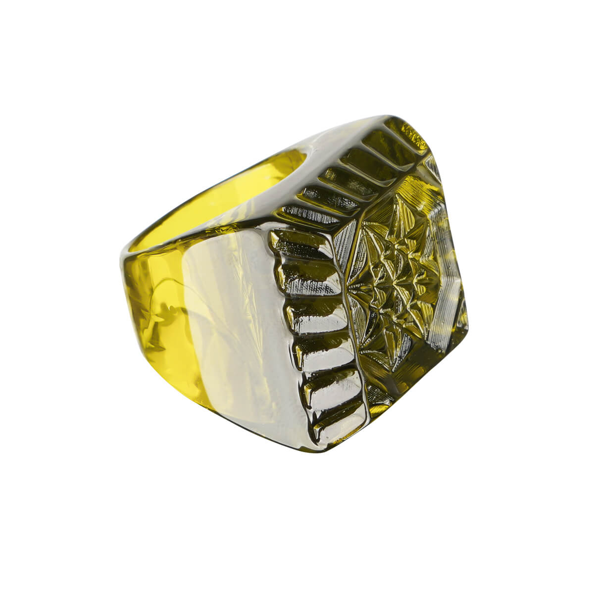 Etched Square Ring Olive