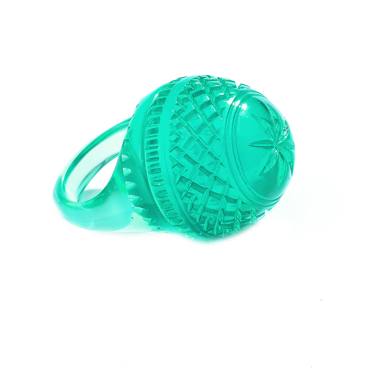 Etched Dome Ring Aqua Turquoise