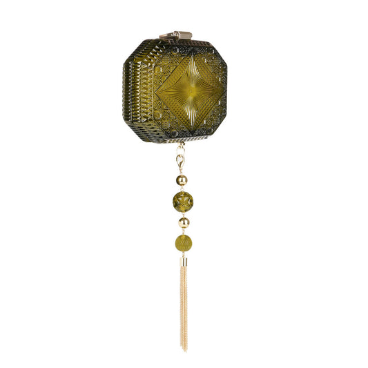 Hand Carved Octagon Clutch Olive