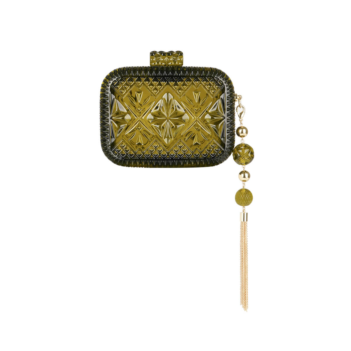 Hand Carved Clutch Olive