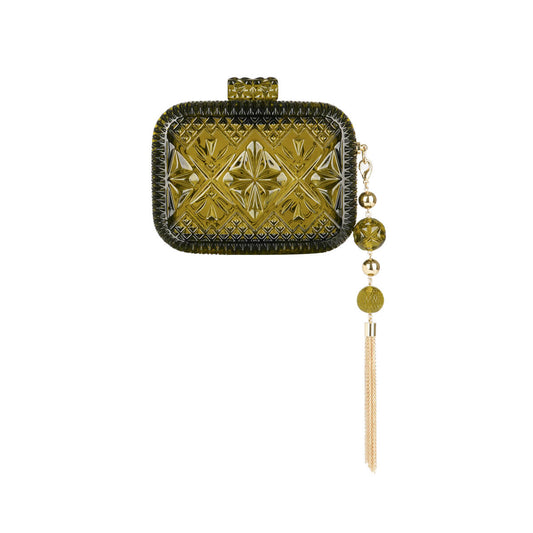 Hand Carved Clutch Olive