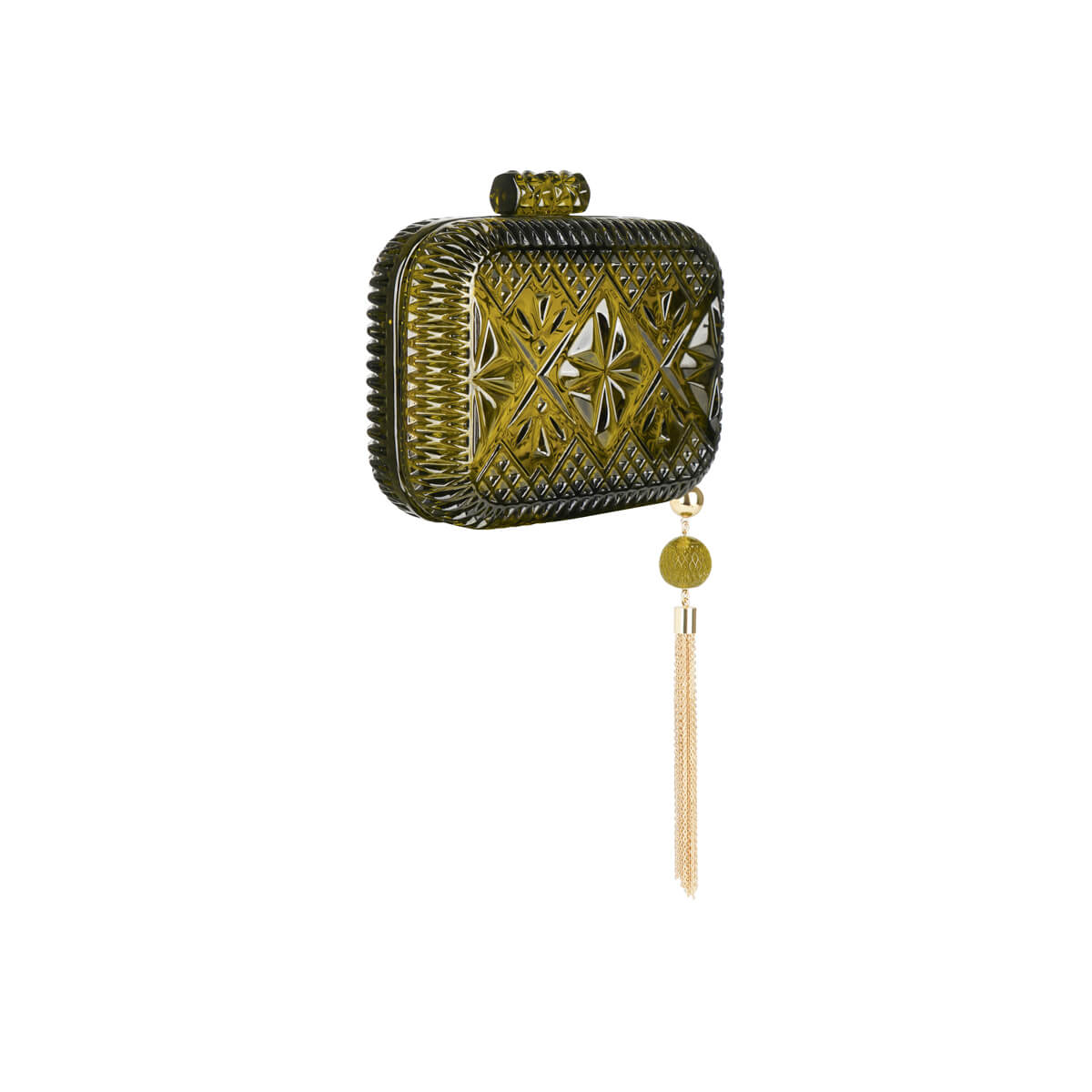 Hand Carved Clutch Olive