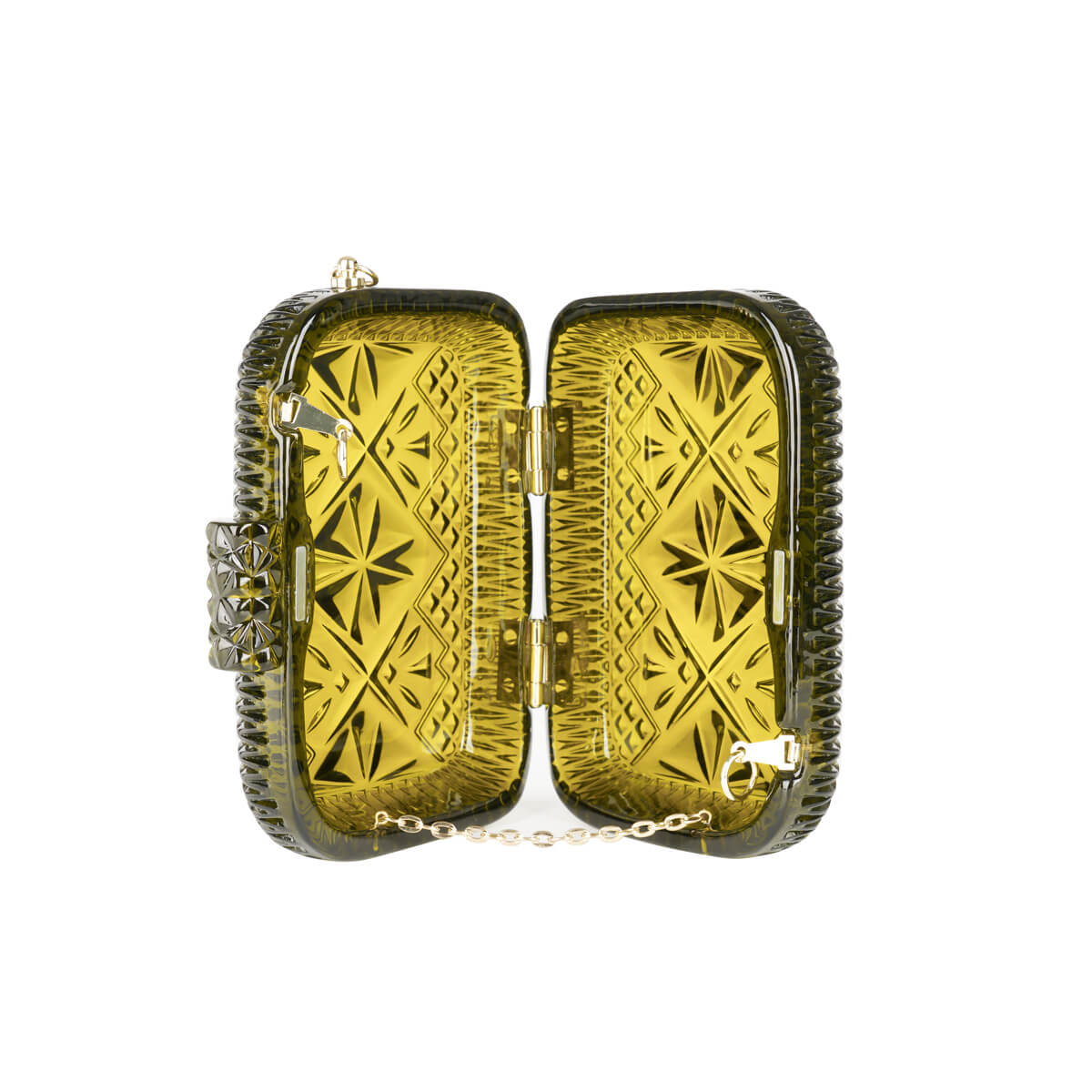 Hand Carved Clutch Olive