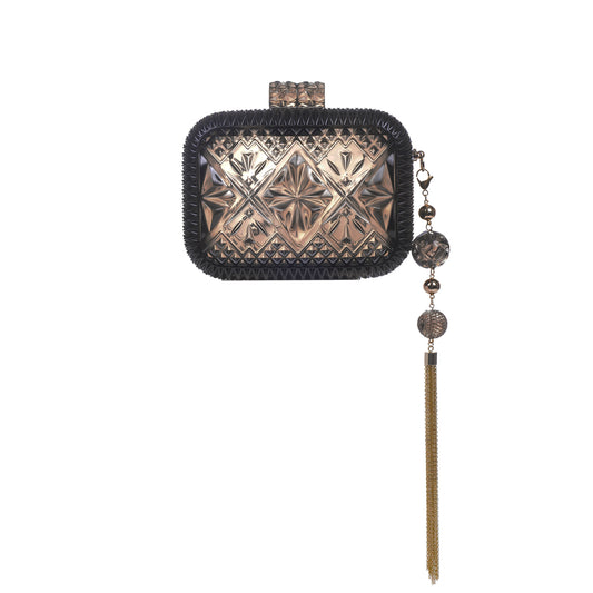 Hand Carved Clutch Dark Grey