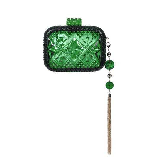 Hand Carved Clutch Green