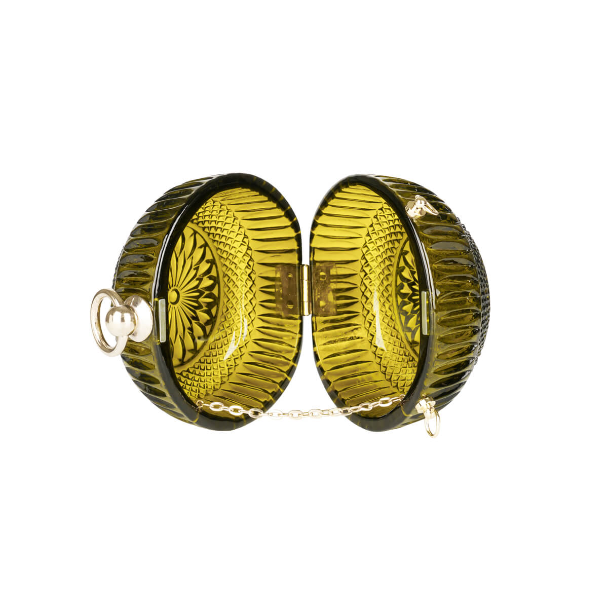 Hand Carved Sphere Clutch Olive