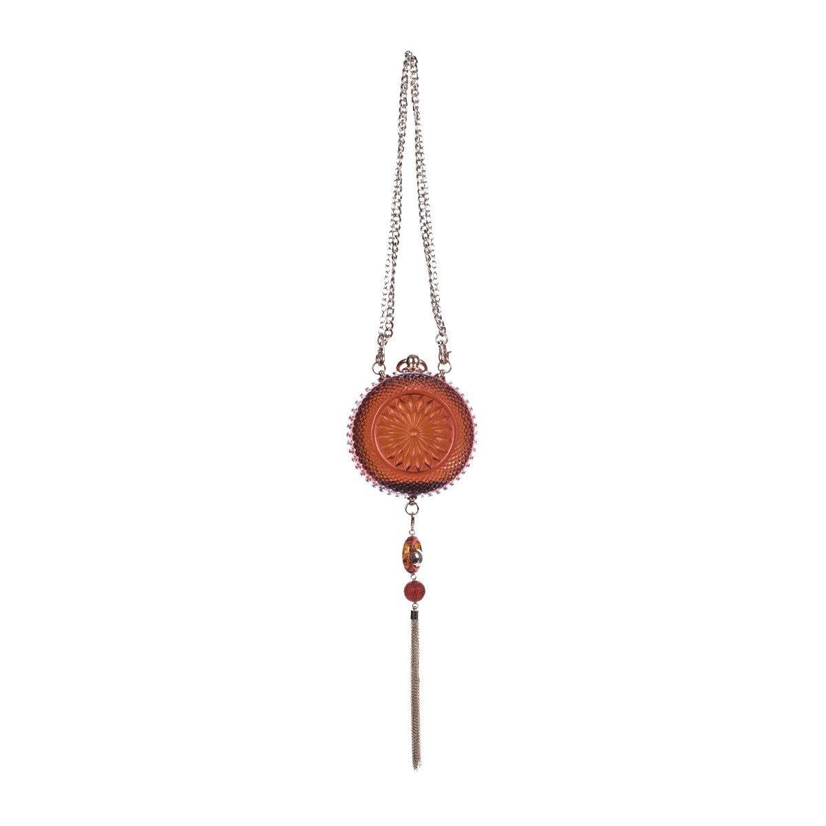 Hand Carved Sphere Clutch Amber