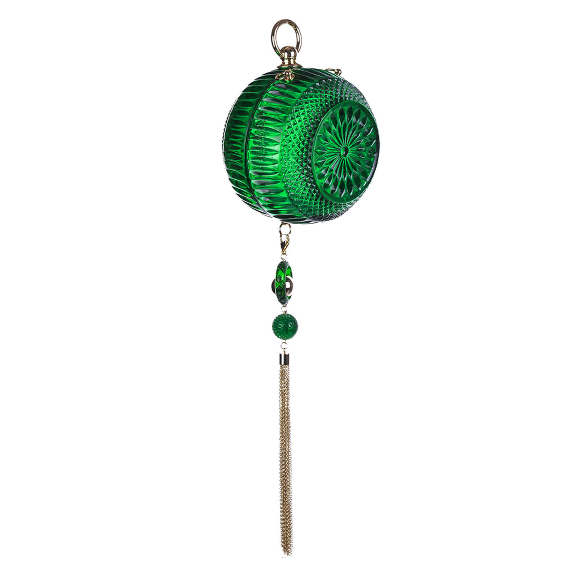 LOW STOCK Hand Carved Sphere Clutch Emerald Green