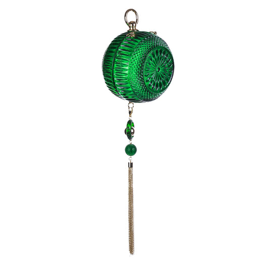 Hand Carved Sphere Clutch Emerald Green