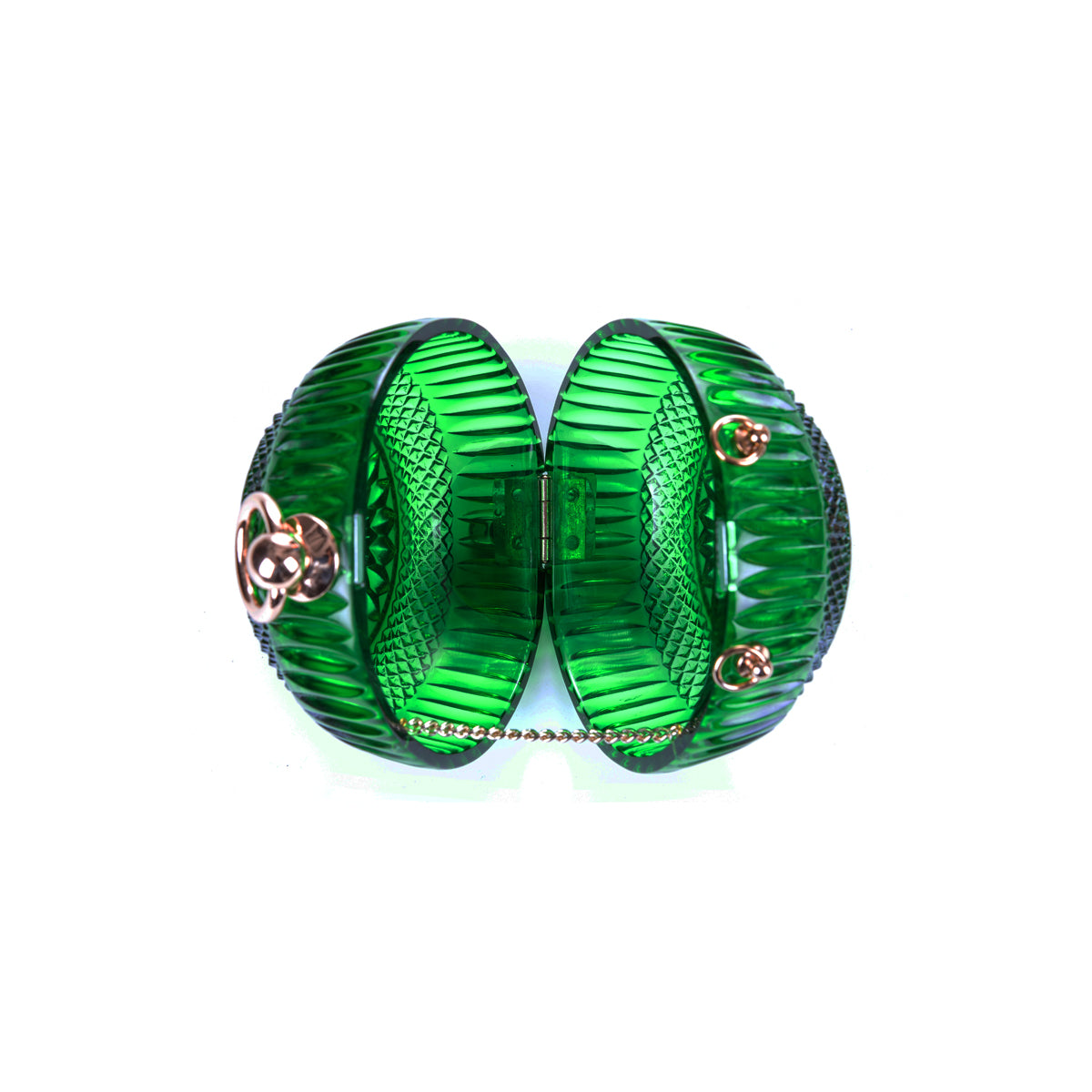 LOW STOCK Hand Carved Sphere Clutch Emerald Green