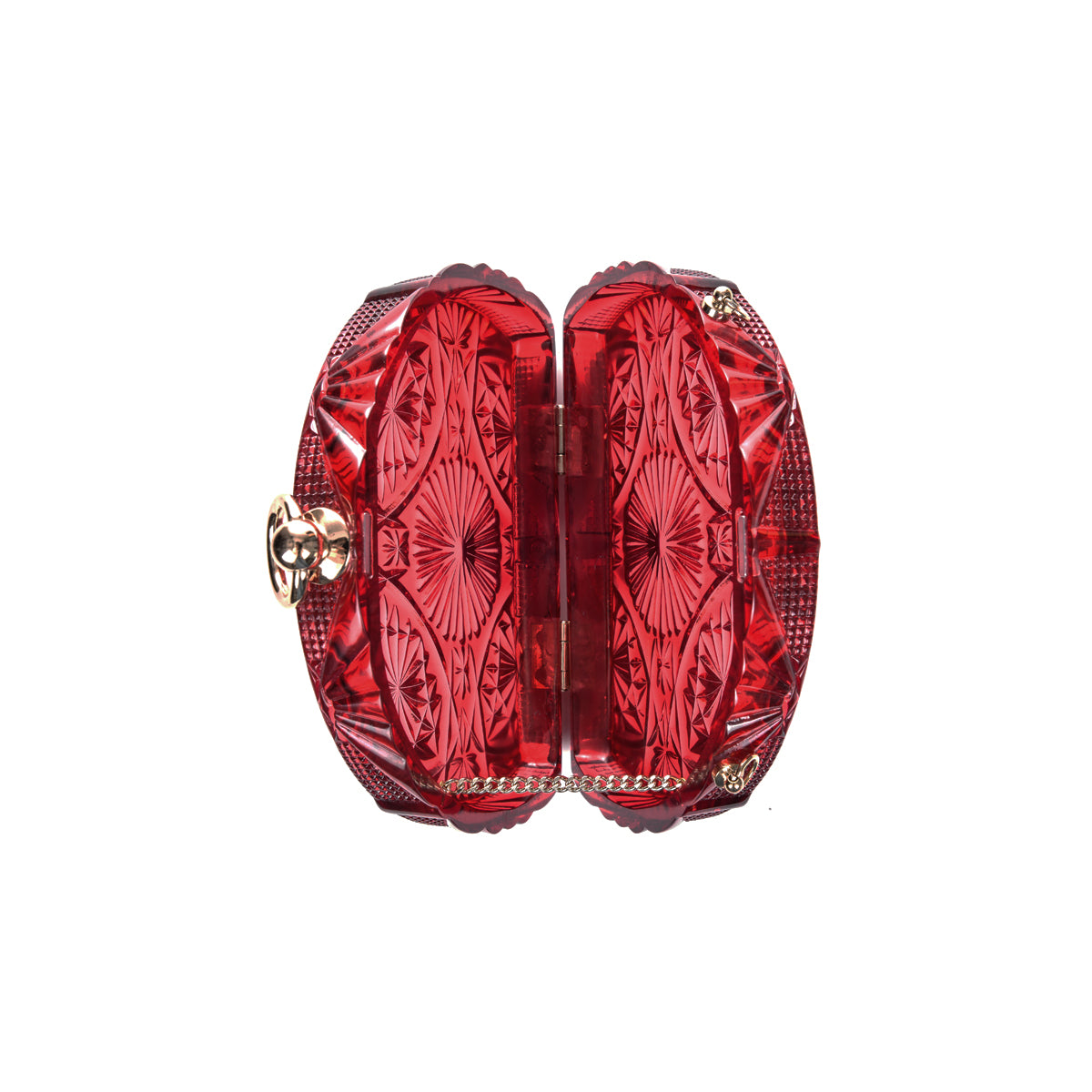 Hand Carved Fan Clutch Burgundy