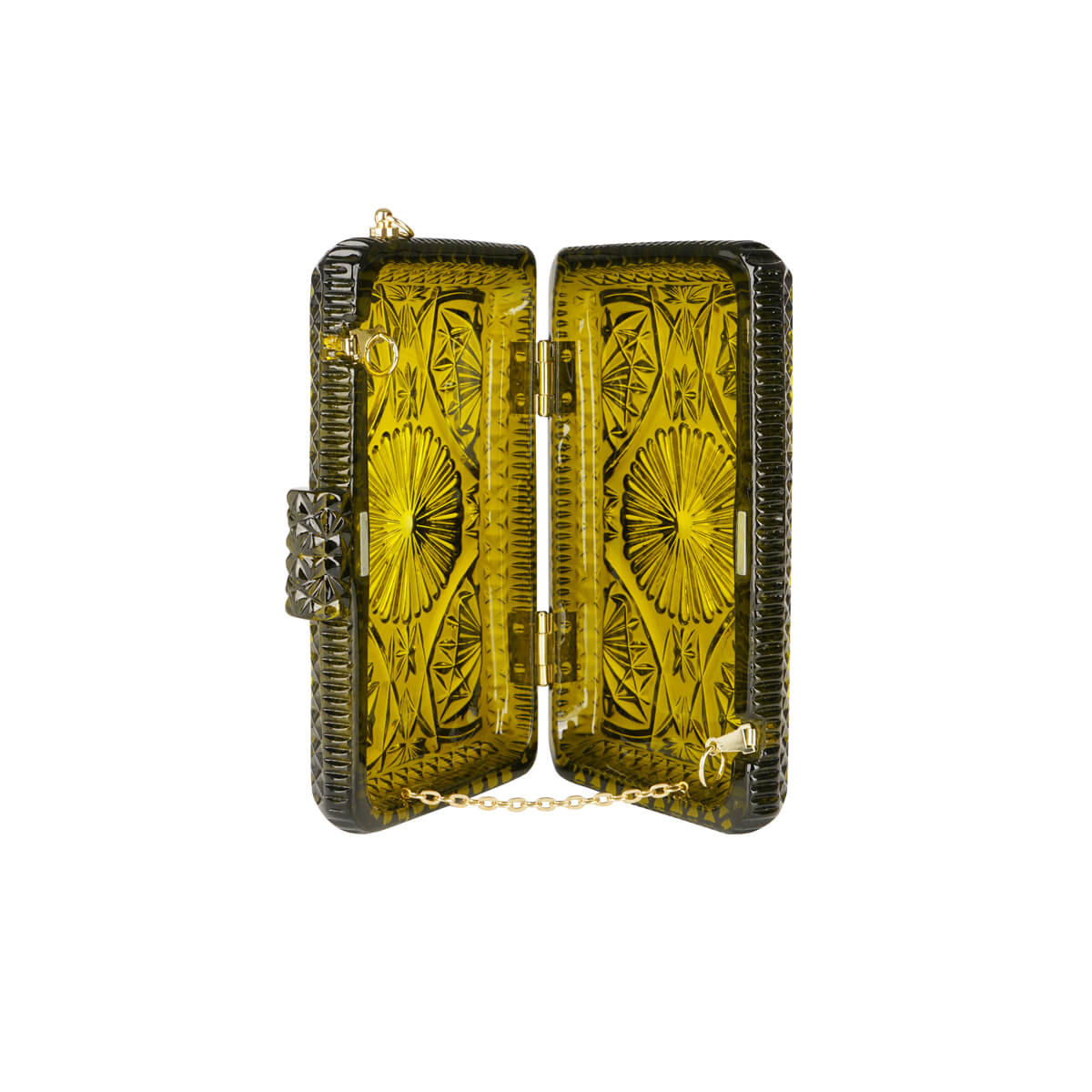 Hand Carved Rectangle Clutch Olive