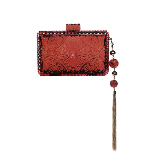 Hand Carved Rectangle Clutch Amber