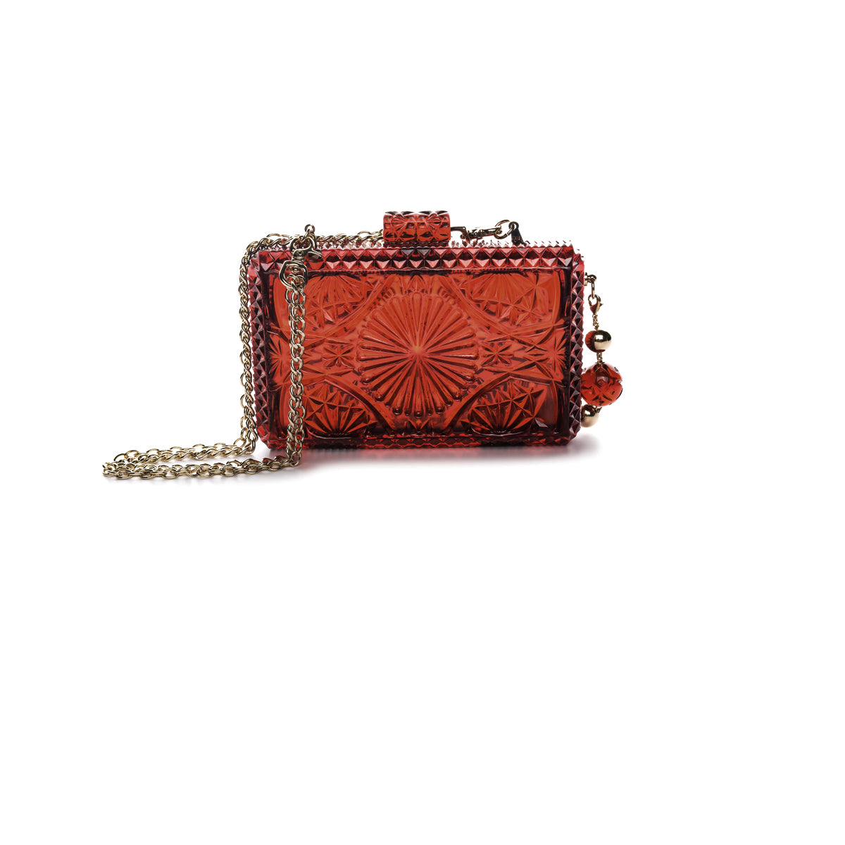 Hand Carved Rectangle Clutch Amber