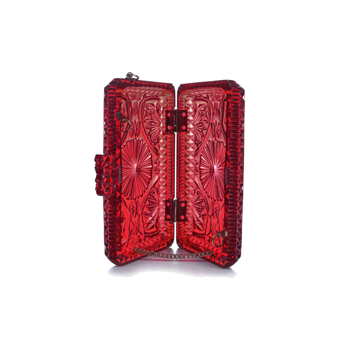 LAST FEW Hand Carved Rectangle Clutch Burgundy
