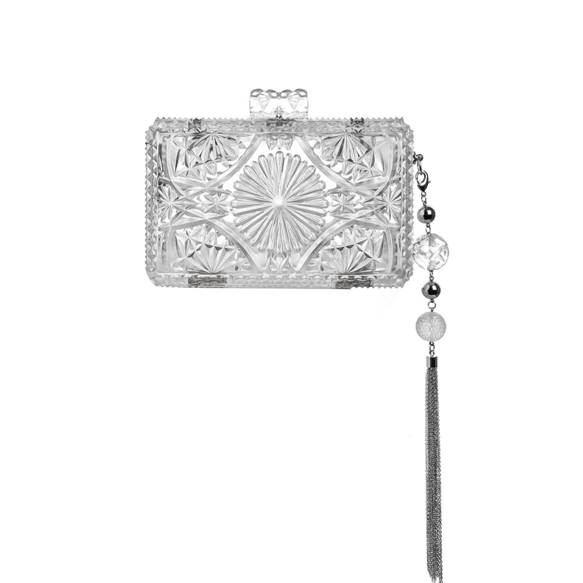 BACK IN STOCK Hand Carved Rectangle Clutch Vintage Clear