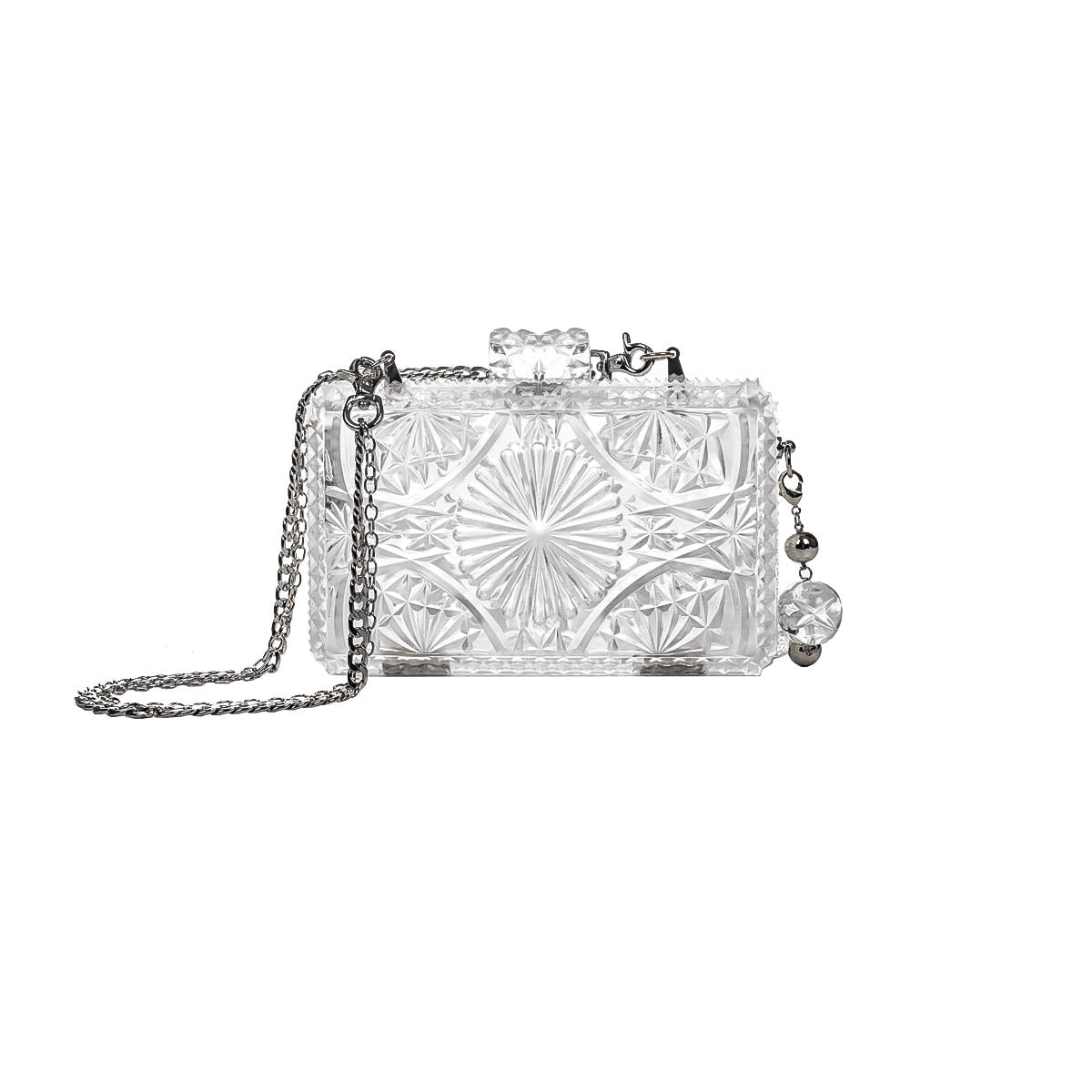 BACK IN STOCK Hand Carved Rectangle Clutch Vintage Clear