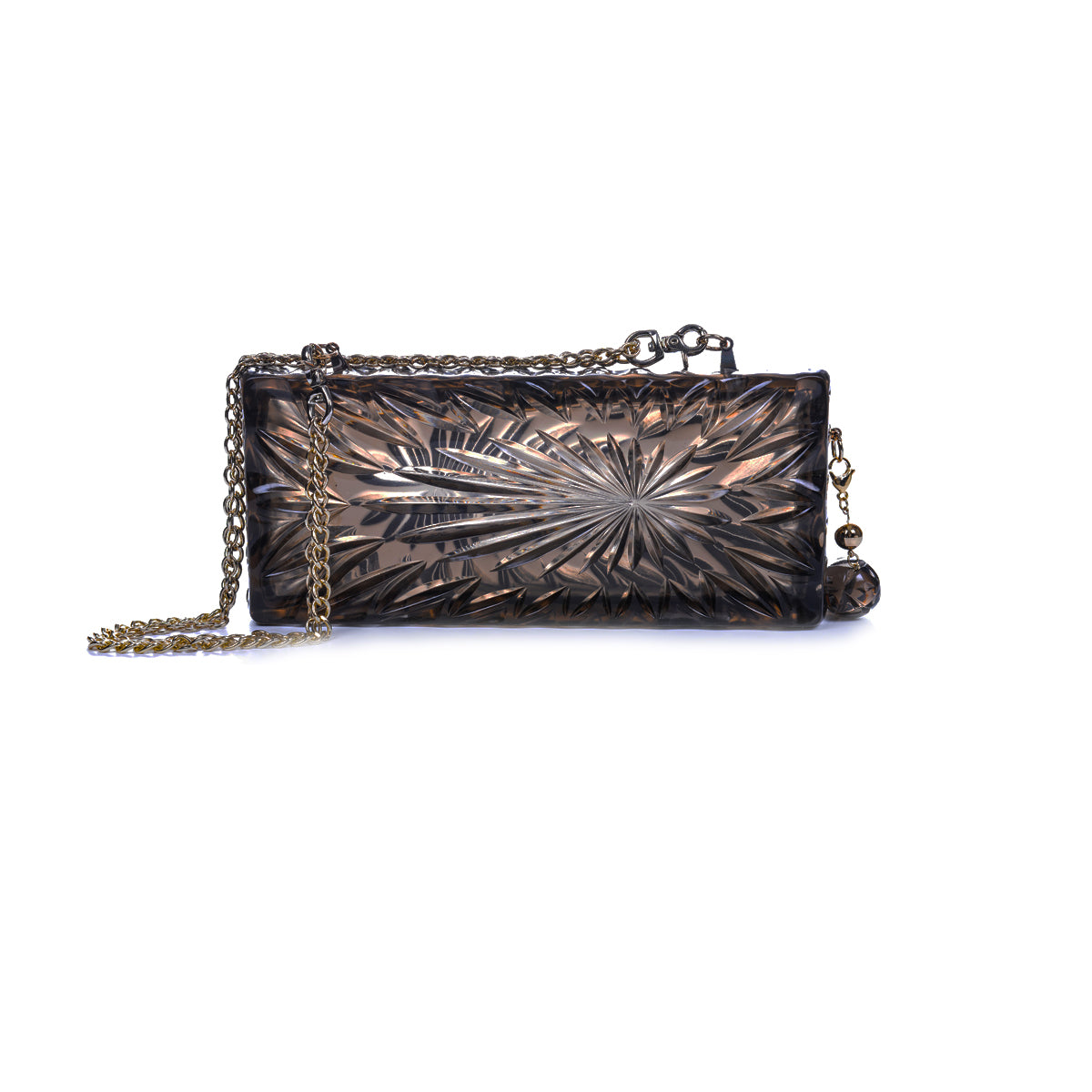 Hand Carved Long Rectangle Clutch Grey