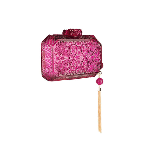 Wide Octagon Clutch Deep Purple