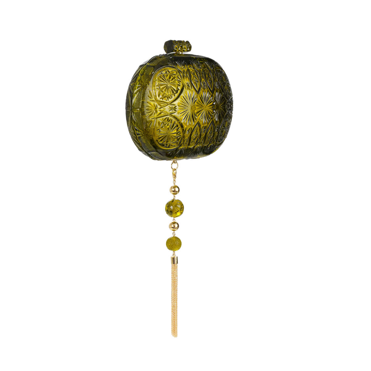 Hand Carved Oval Clutch Olive