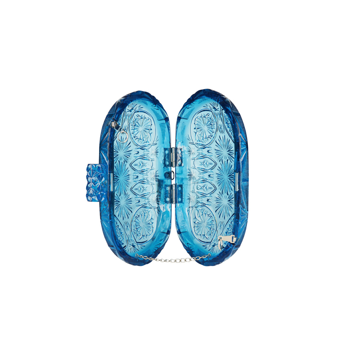 Hand Carved Oval Clutch Classic Blue