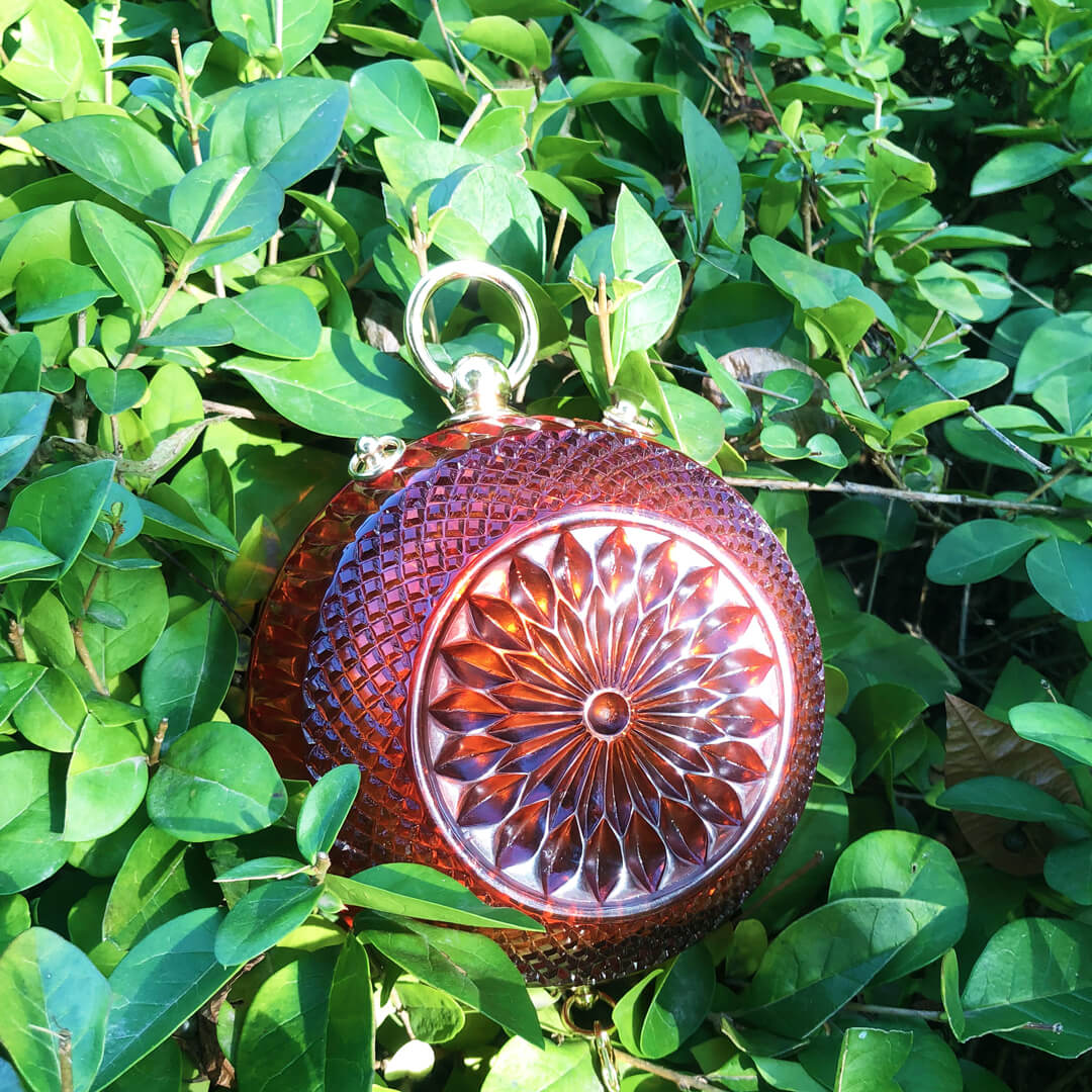Hand Carved Sphere Clutch Amber