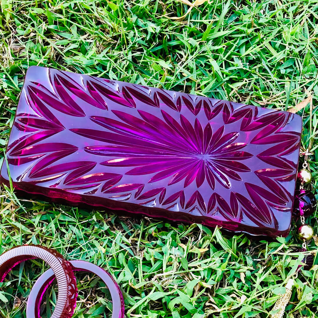 Long Rectangle Clutch Deep Purple