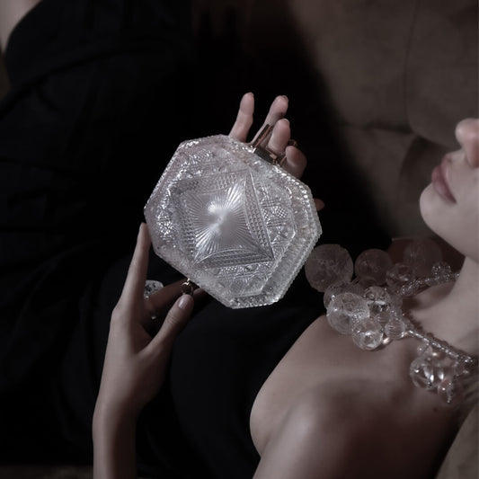 BESTSELLER Hand Carved Octagon Clutch Vintage Clear