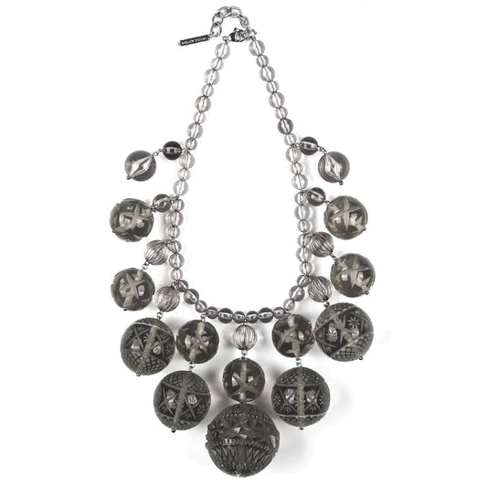Crystalline Bib Necklace Dark Grey